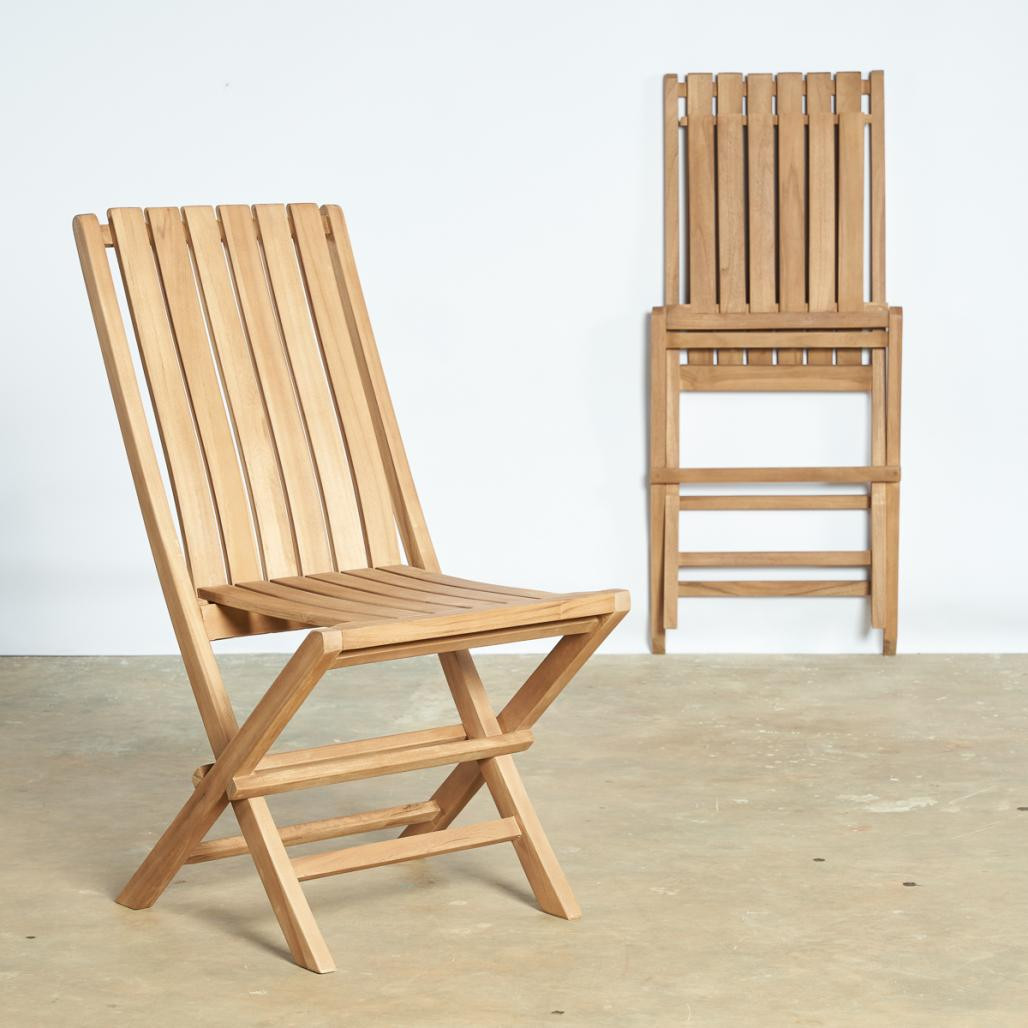 Ensemble de 2 chaises pliantes en teck Helza
