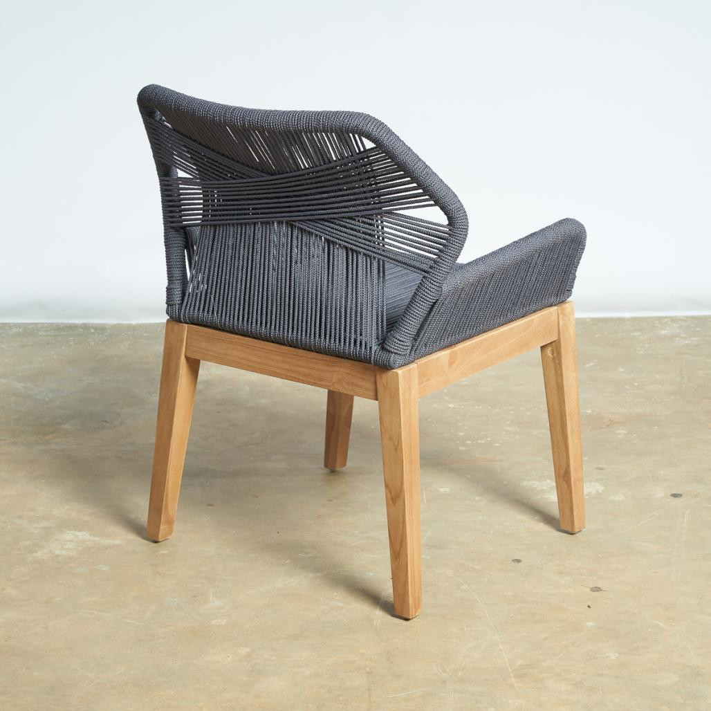 Chaise de jardin en teck et corde dark grey Vera Chaise de jardin en teck et corde dark grey Vera