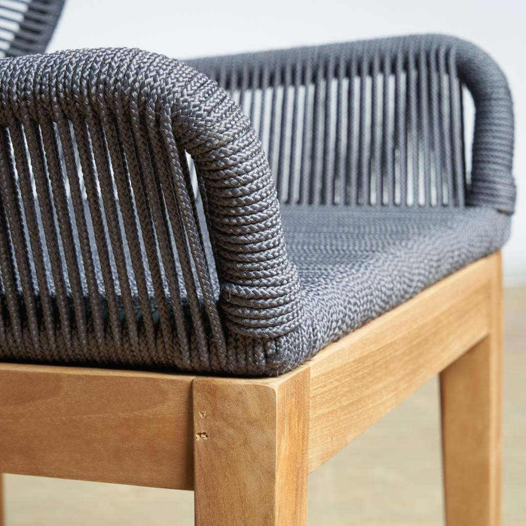 Chaise de jardin en teck et corde dark grey Vera Chaise de jardin en teck et corde dark grey Vera