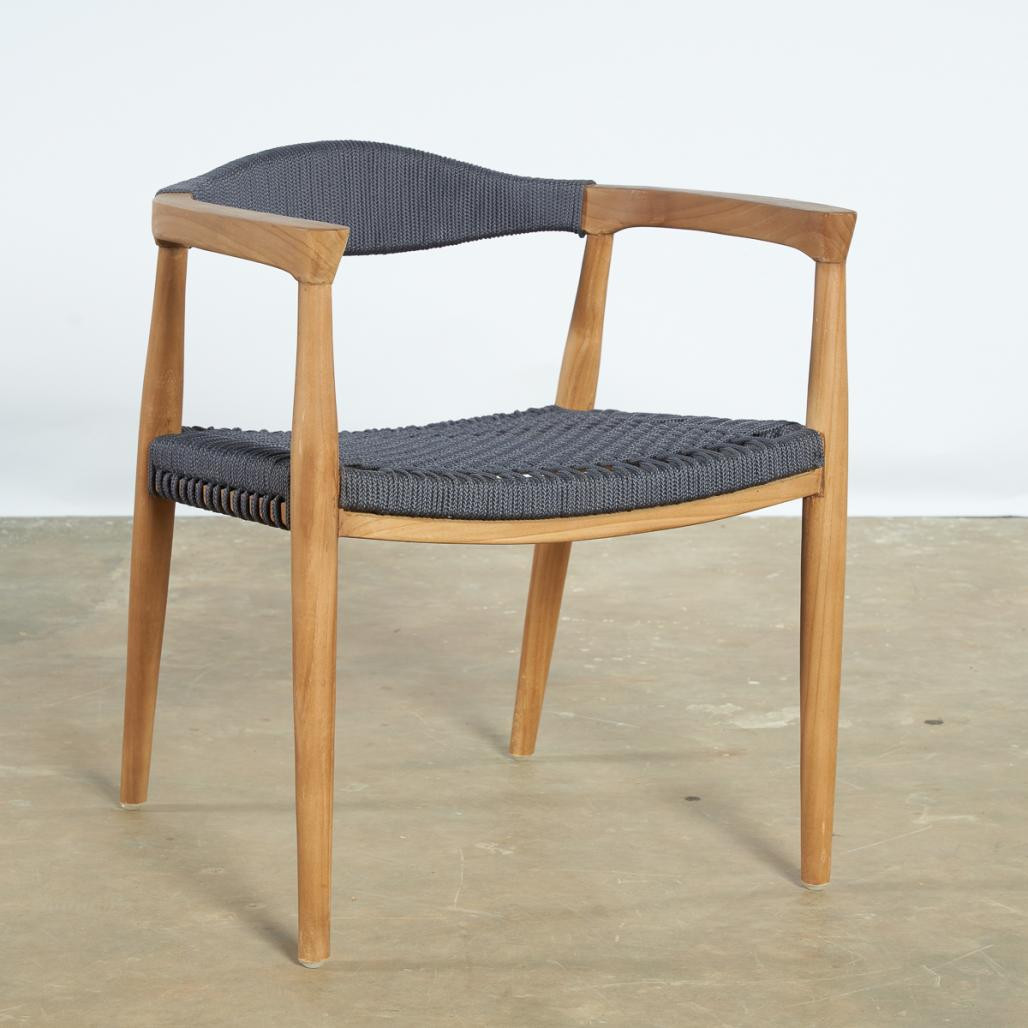 Fauteuil de jardin en teck et corde dark grey César