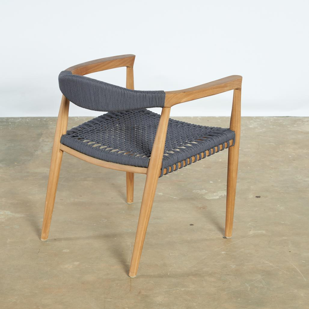 Fauteuil de jardin en teck et corde dark grey César