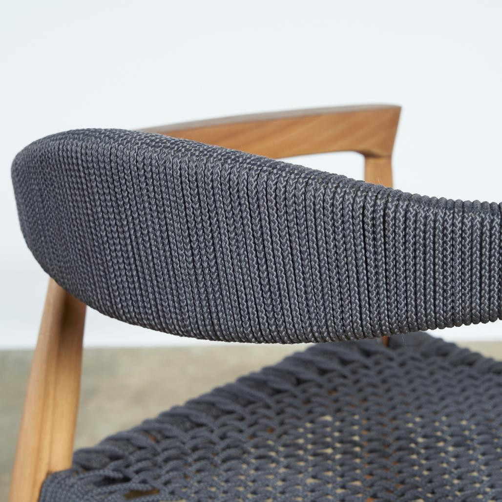 Fauteuil de jardin en teck et corde dark grey César