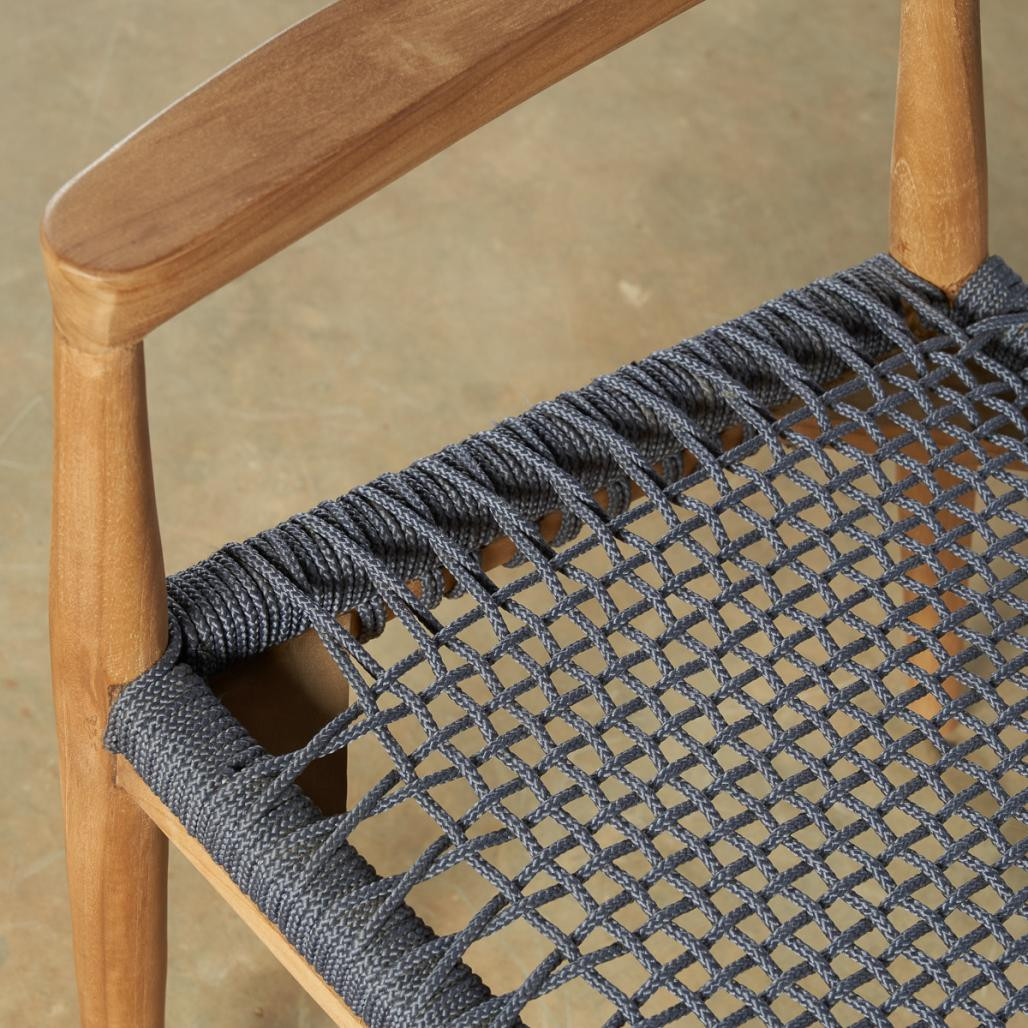Fauteuil de jardin en teck et corde dark grey César