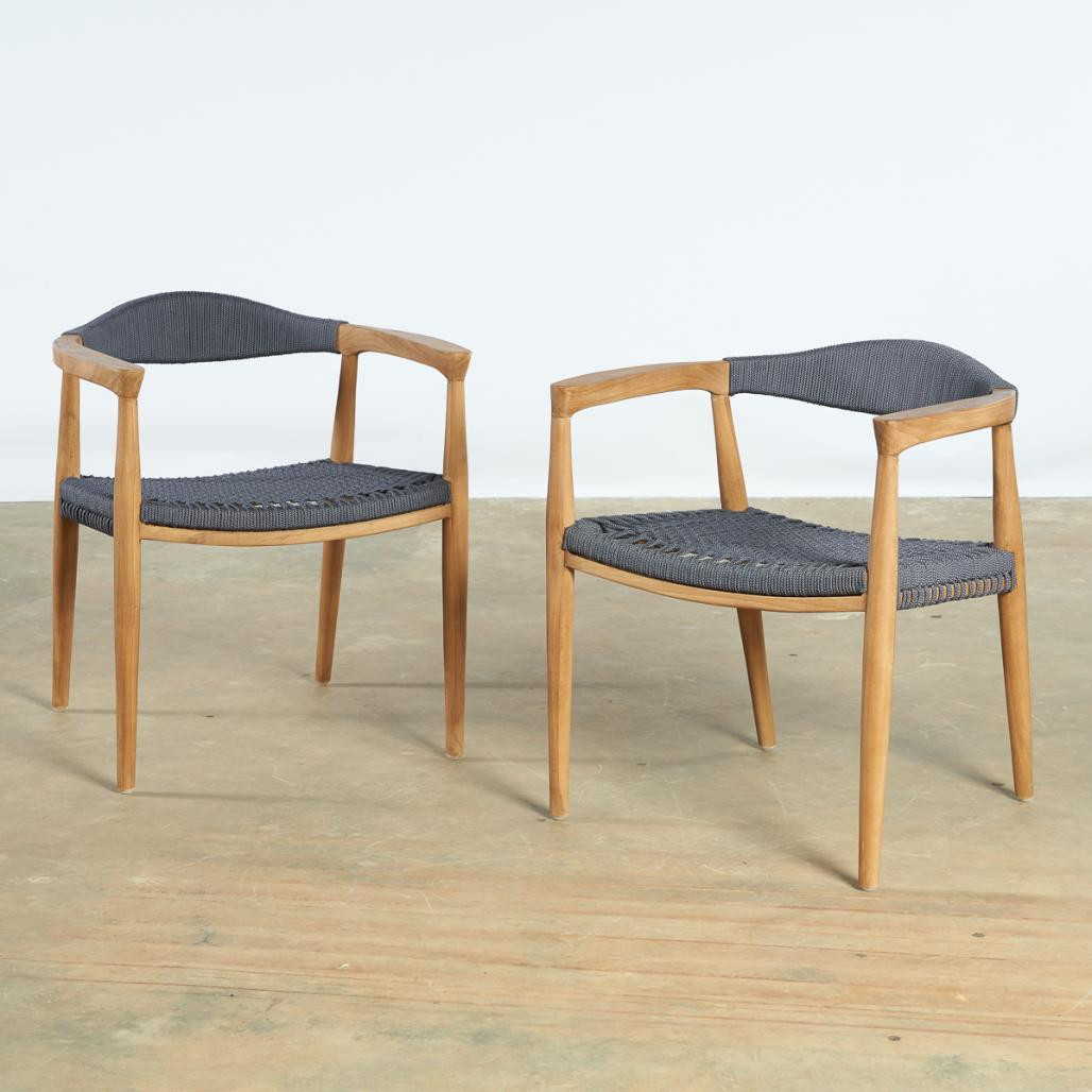 Fauteuil de jardin en teck et corde dark grey César