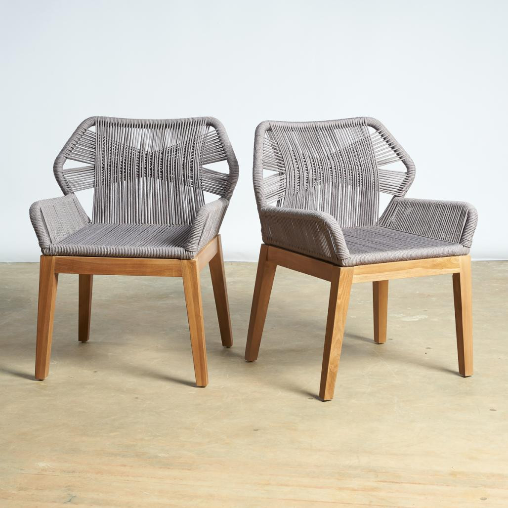 Chaise de jardin en teck et corde gris Vera Chaise de jardin en teck et corde gris Vera