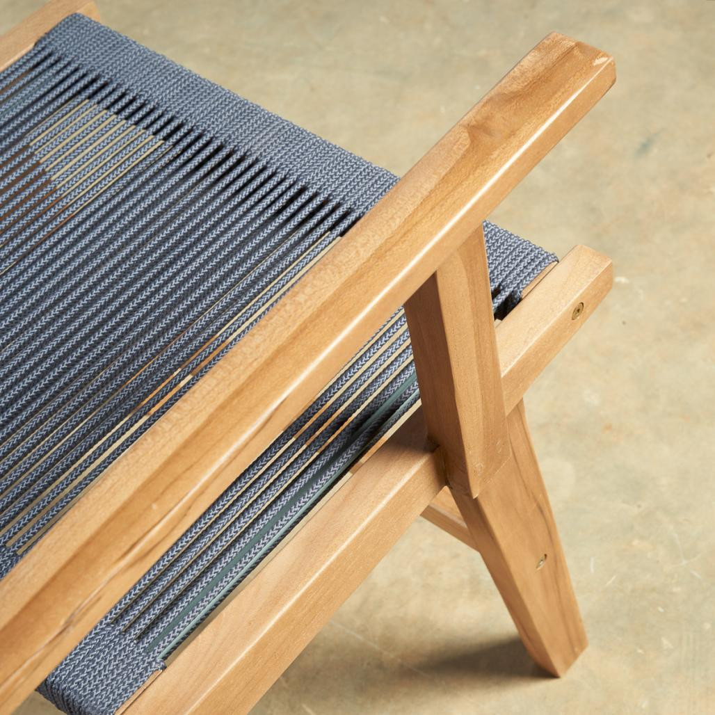Fauteuil de jardin en teck et corde dark grey Cléo