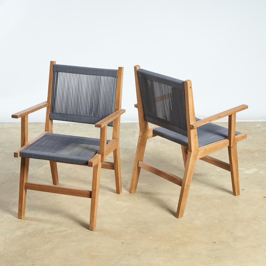 Fauteuil de jardin en teck et corde dark grey Cléo