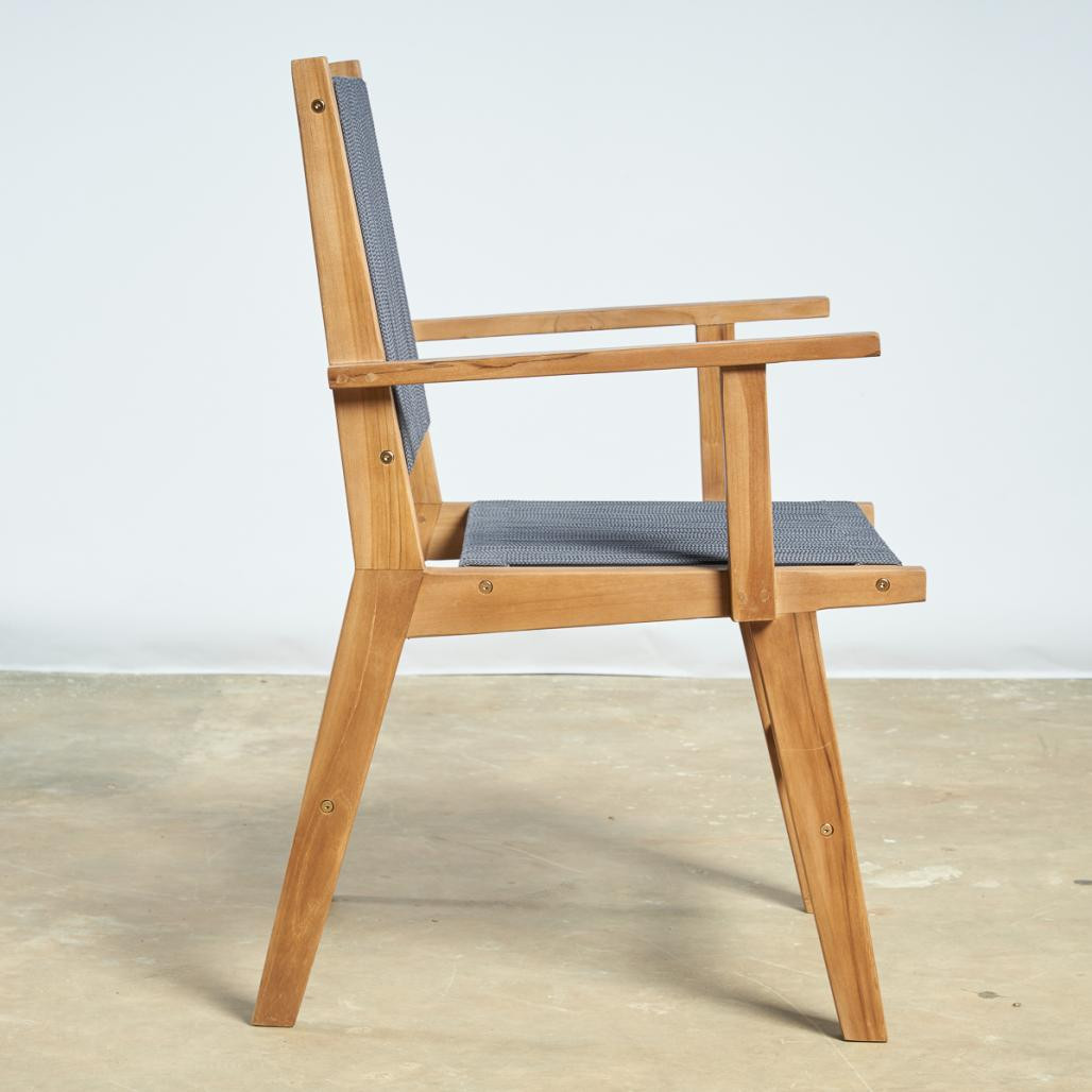 Fauteuil de jardin en teck et corde dark grey Cléo