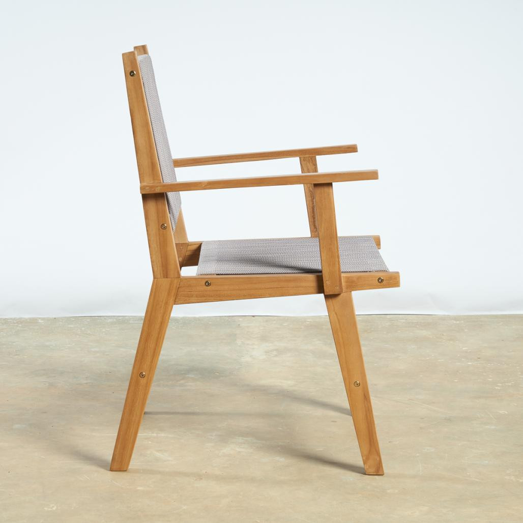 Fauteuil de jardin en teck et corde gris Cléo