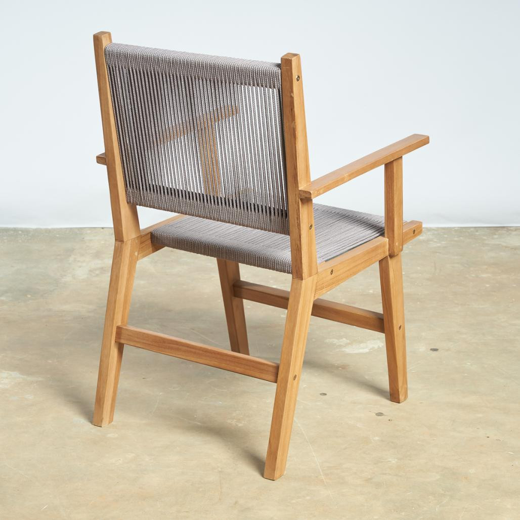 Fauteuil de jardin en teck et corde gris Cléo