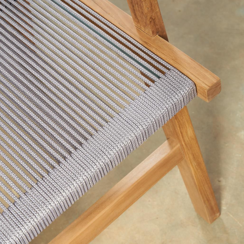 Fauteuil de jardin en teck et corde gris Cléo