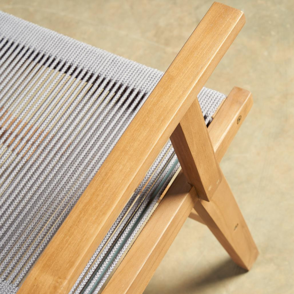 Fauteuil de jardin en teck et corde gris Cléo