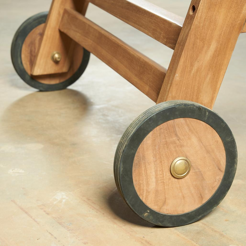 Bain de soleil en teck et corde avec roulette naturel Leina Bain de soleil en teck et corde avec roulette naturel Leina