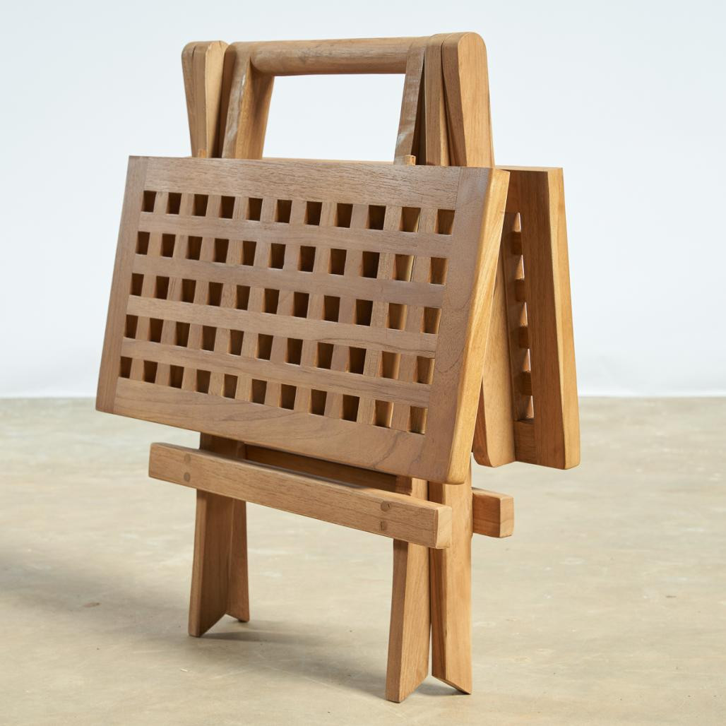 Table basse pliante en teck 50 cm Asya