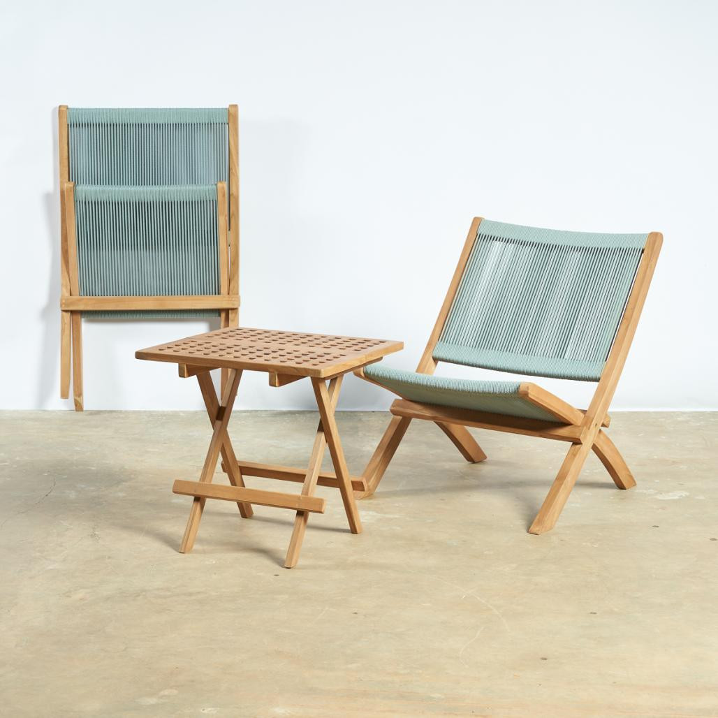 Fauteuil de jardin lounge en corde émeraude Jala Fauteuil de jardin lounge en corde émeraude Jala