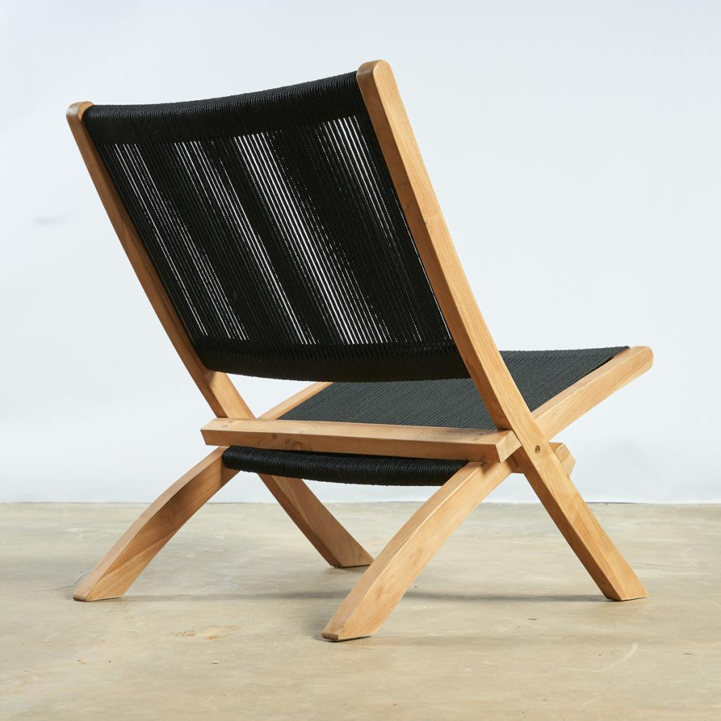 Fauteuil de jardin lounge en corde noir Jala Fauteuil de jardin lounge en corde noir Jala