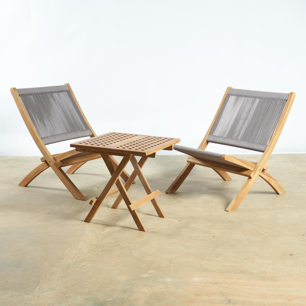 Fauteuil de jardin lounge en corde gris Jala Fauteuil de jardin lounge en corde gris Jala