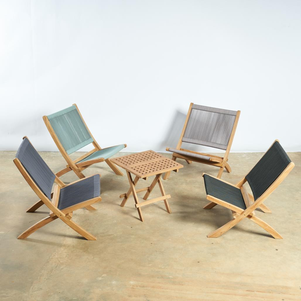 Fauteuil de jardin lounge en corde gris Jala Fauteuil de jardin lounge en corde gris Jala