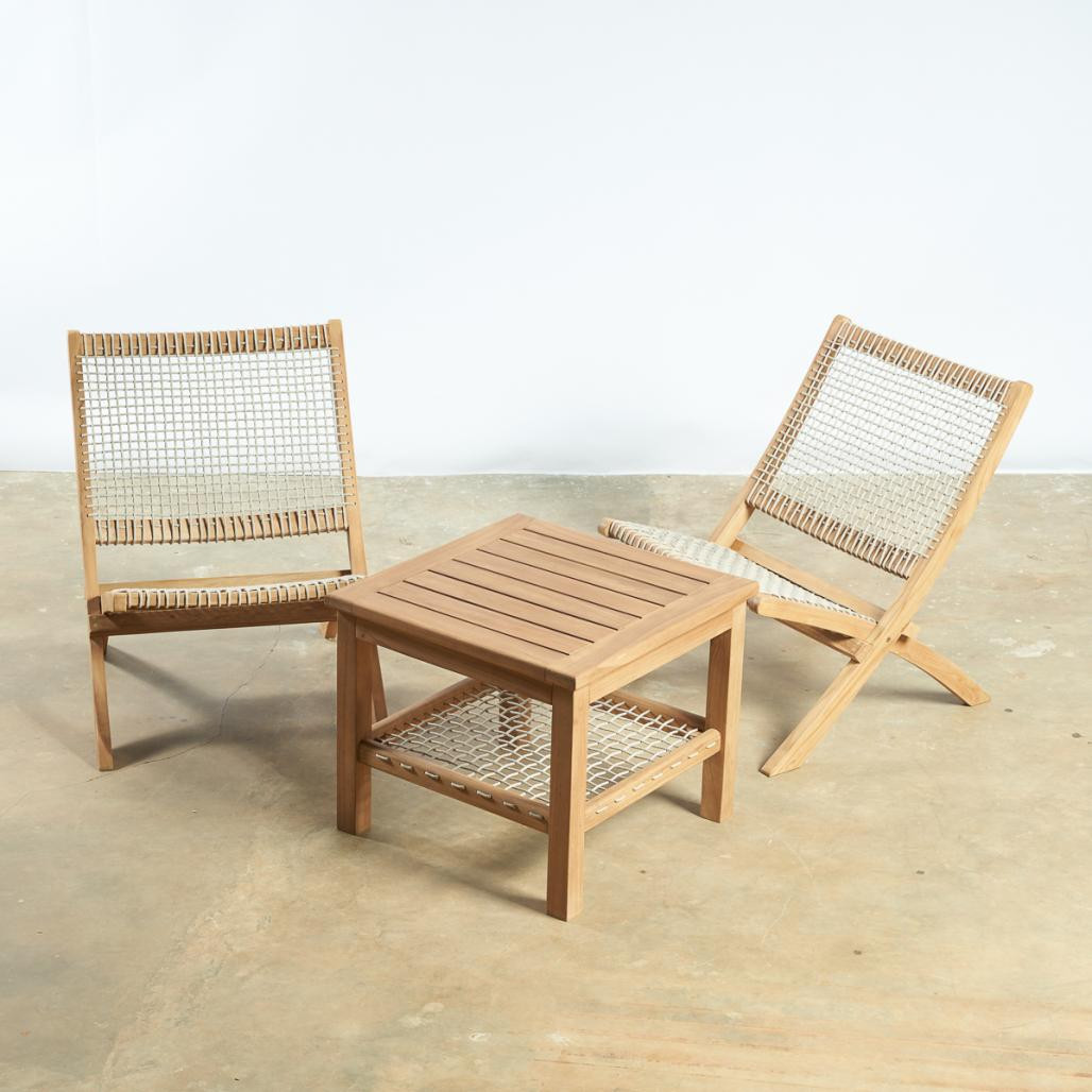 Fauteuil de jardin lounge en corde naturel Leina Fauteuil de jardin lounge en corde naturel Leina