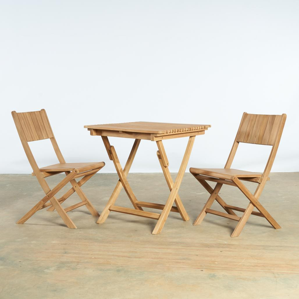 Ensemble de jardin table en teck et 2 chaises pliantes Ensemble de jardin table en teck et 2 chaises pliantes