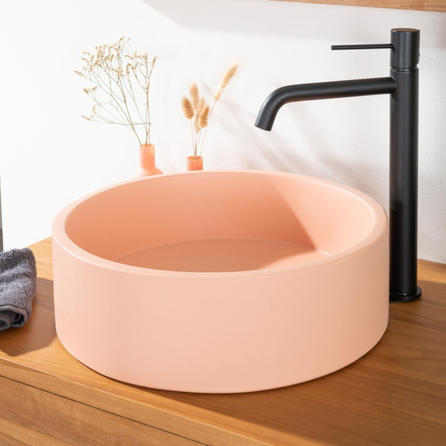 Vasque béton ronde 38cm pêche Nox