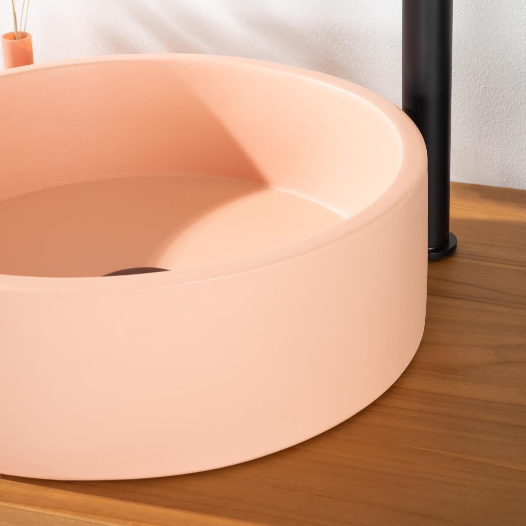 Vasque béton ronde 38cm pêche Nox