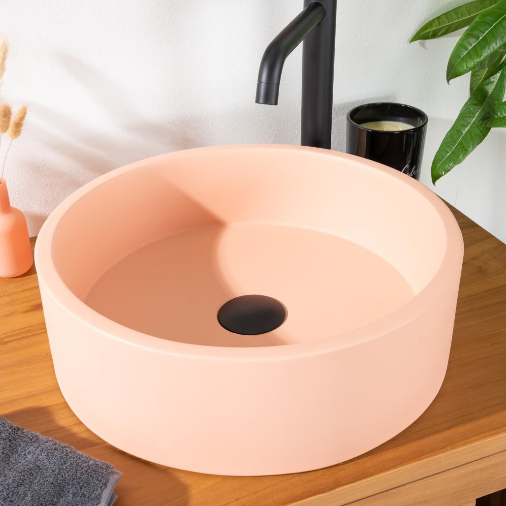 Vasque béton ronde 38cm pêche Nox