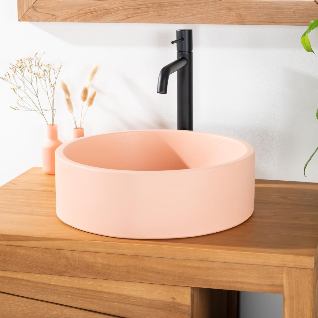 Vasque béton ronde 38cm pêche Nox