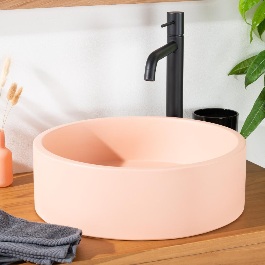 Vasque béton ronde 38cm pêche Nox