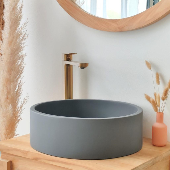 Vasque en béton ronde dark grey Nox