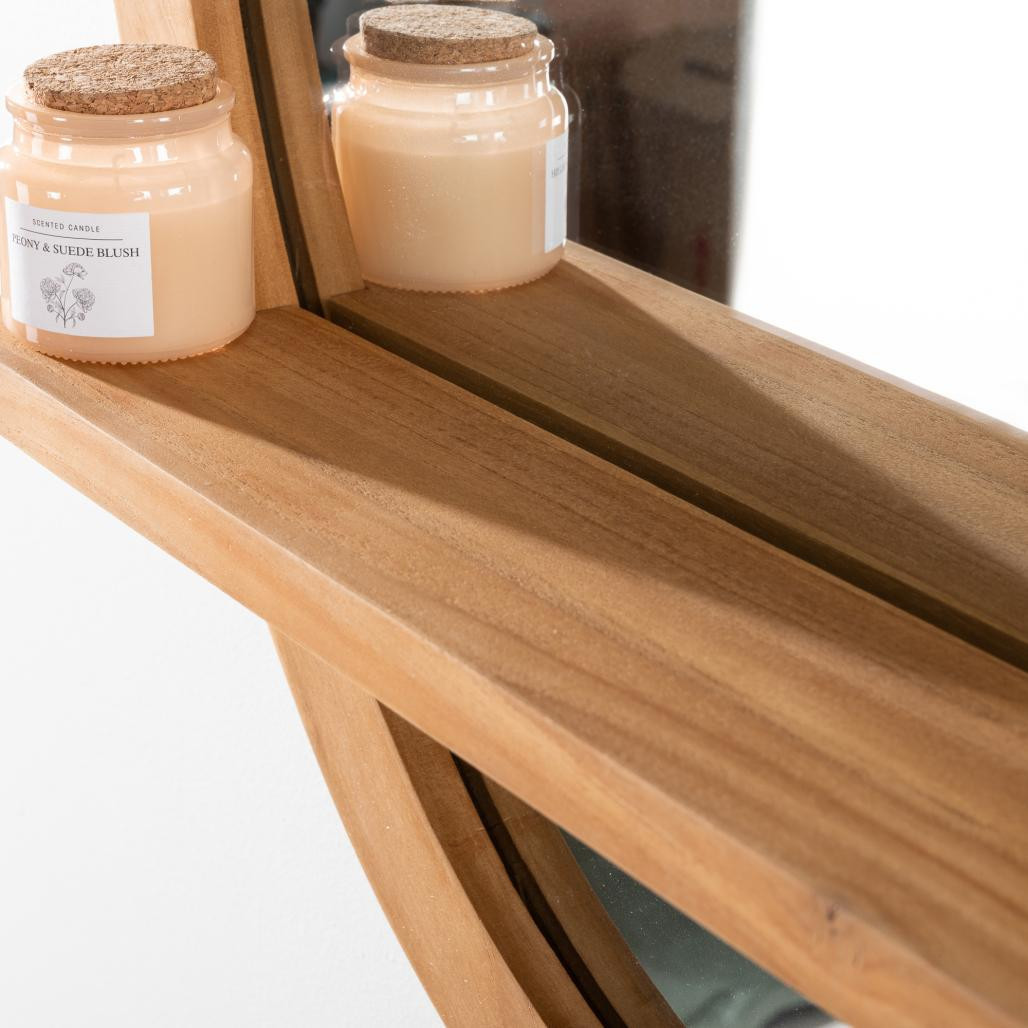 Miroir Anita de salle de bain ovale en teck massif