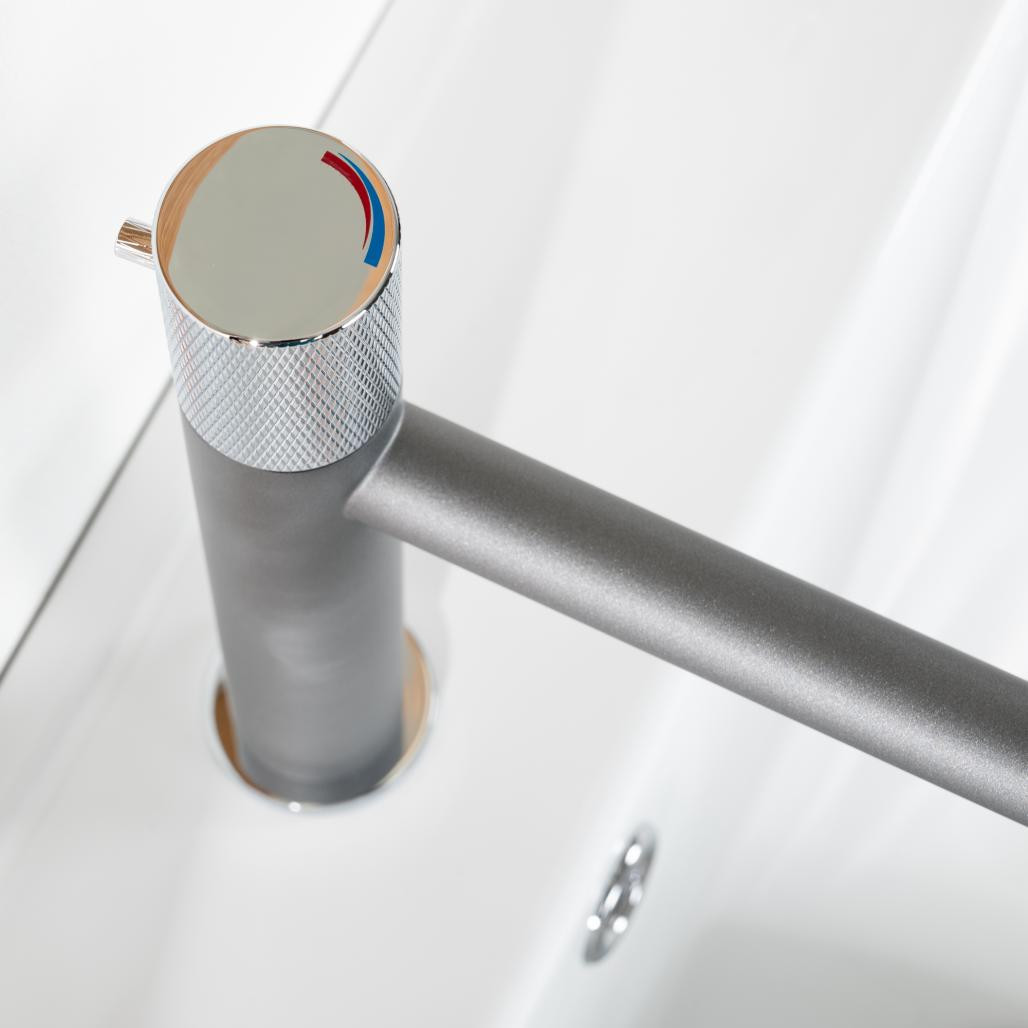 Robinet salle de bain progressif Irminio gris et chromé Robinet salle de bain progressif Irminio gris et chromé