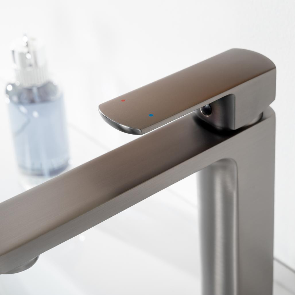 Mitigeur salle de bain pour lavabo Louga gris métal