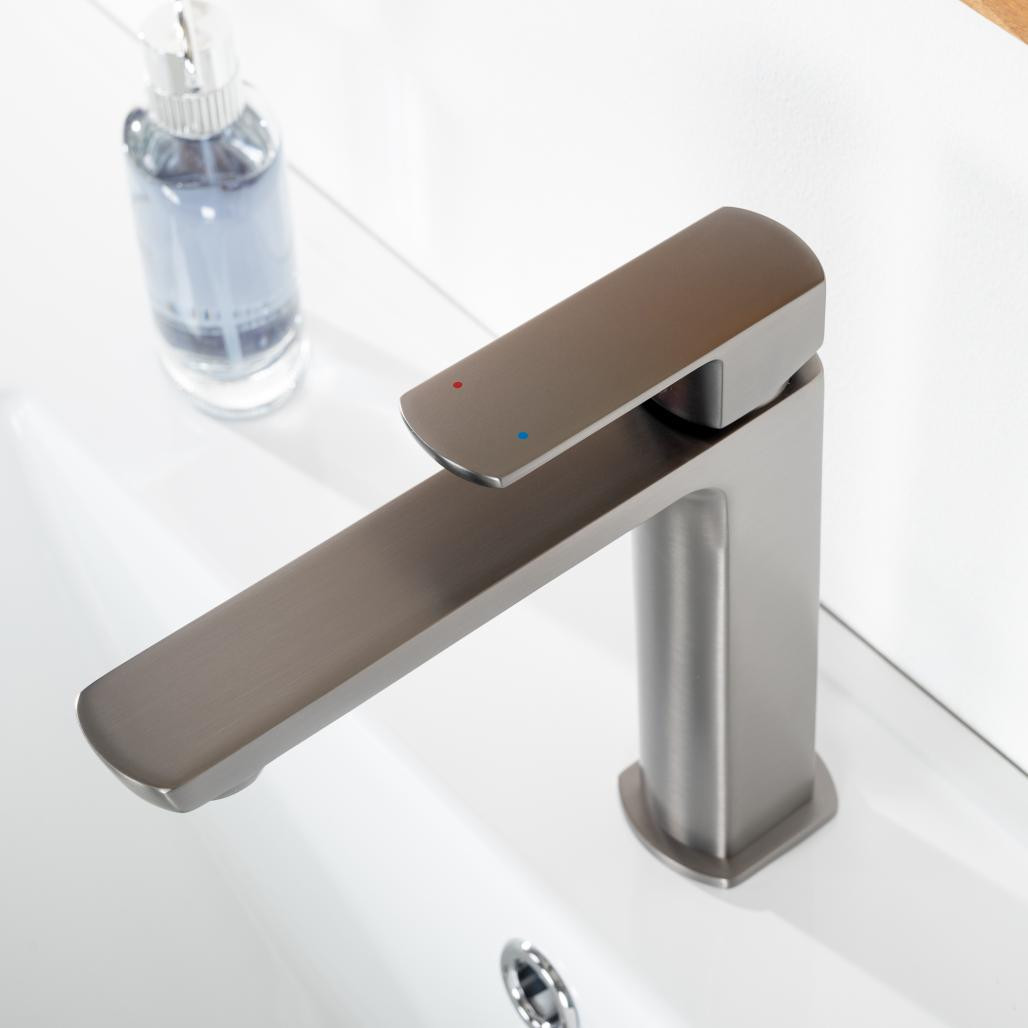 Mitigeur salle de bain pour lavabo Louga gris métal
