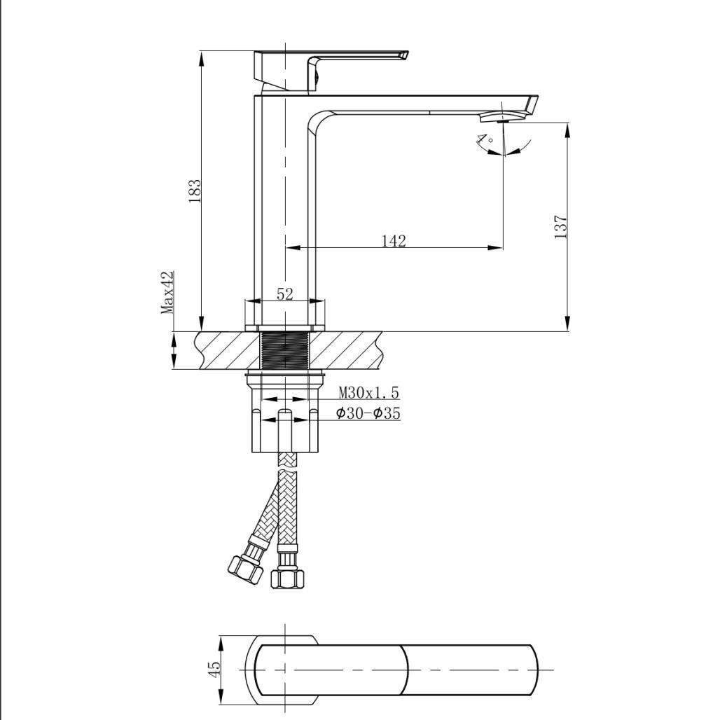 Robinet de lavabo Louga cuivré brossé