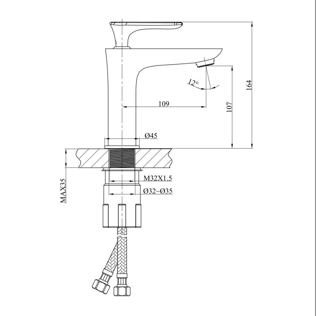 Mitigeur lavabo salle de bain Ems nickel brossé
