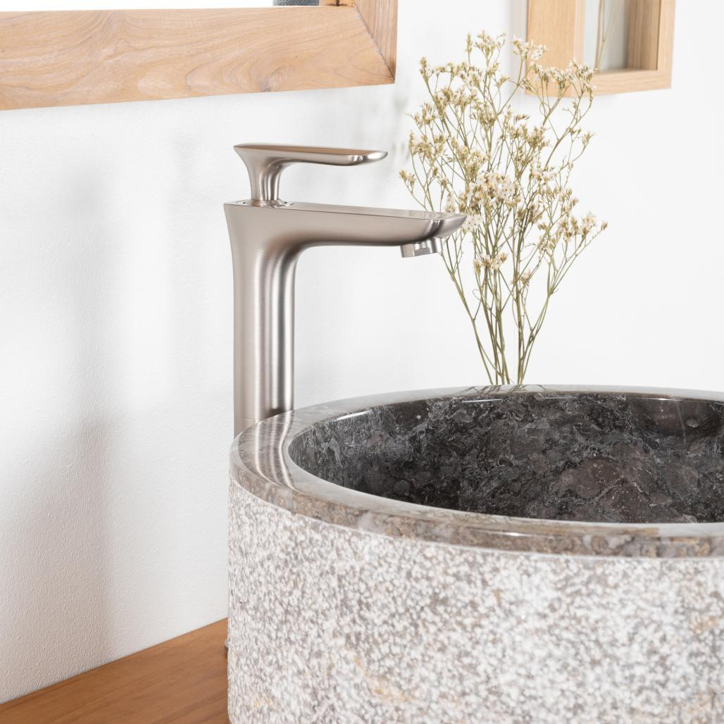 Robinet pour vasque de salle de bain Ems nickel brossé Robinet pour vasque de salle de bain Ems nickel brossé