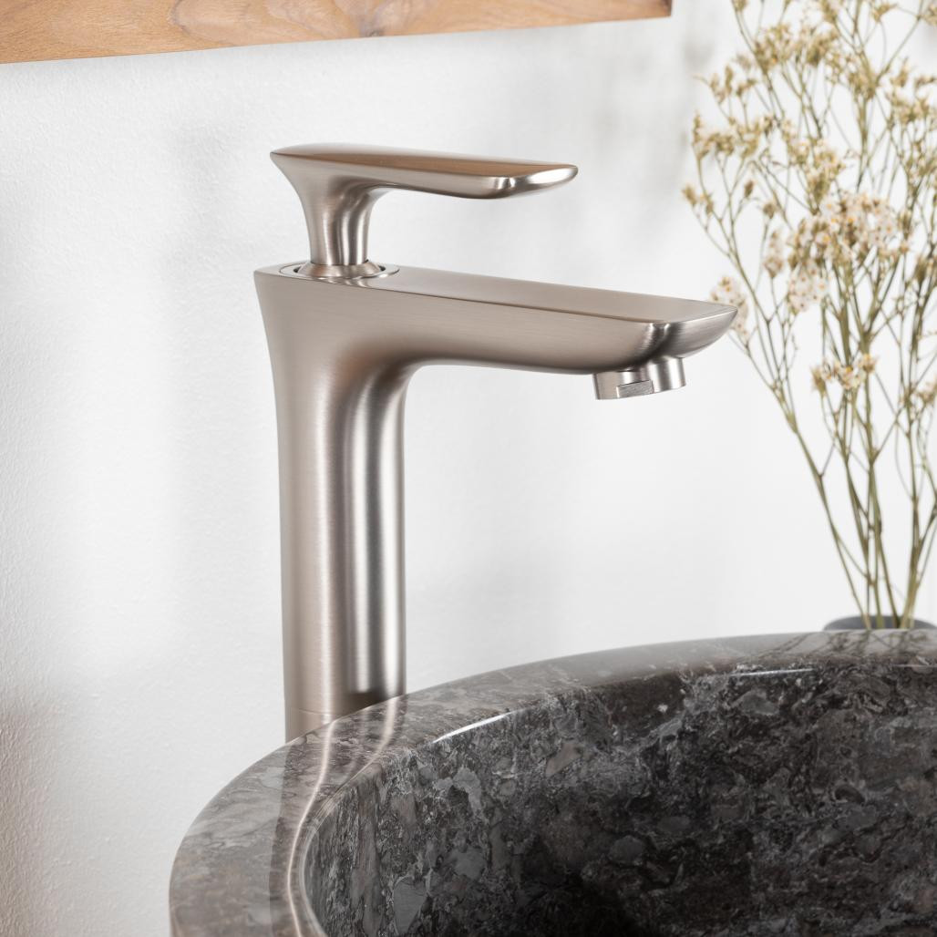 Robinet pour vasque de salle de bain Ems nickel brossé Robinet pour vasque de salle de bain Ems nickel brossé