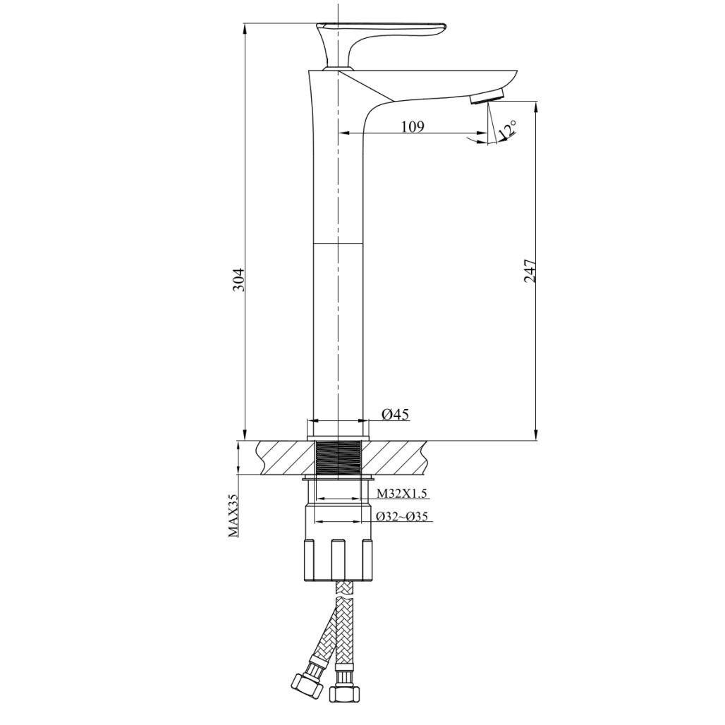 Robinet pour vasque de salle de bain Ems nickel brossé Robinet pour vasque de salle de bain Ems nickel brossé