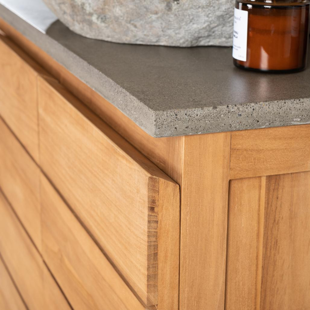 Meuble salle de bain en teck et béton Ananta 80 cm Meuble salle de bain en teck et béton Ananta 80 cm