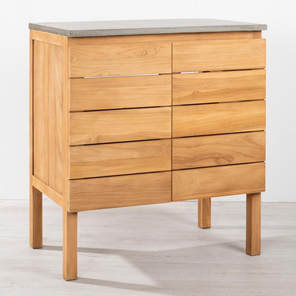 Meuble salle de bain en teck et béton Ananta 80 cm Meuble salle de bain en teck et béton Ananta 80 cm