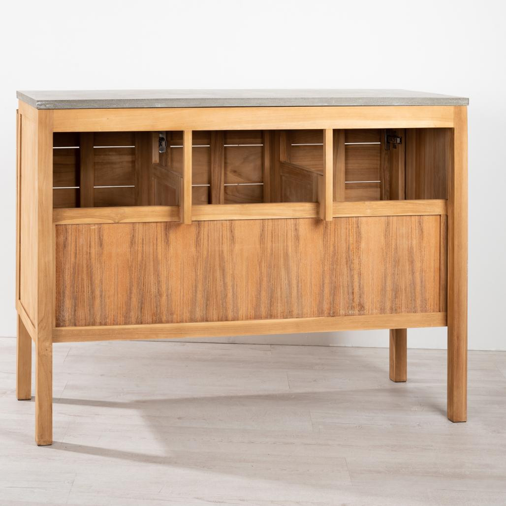 Meuble salle de bain en teck massif et béton Ananta 120 cm