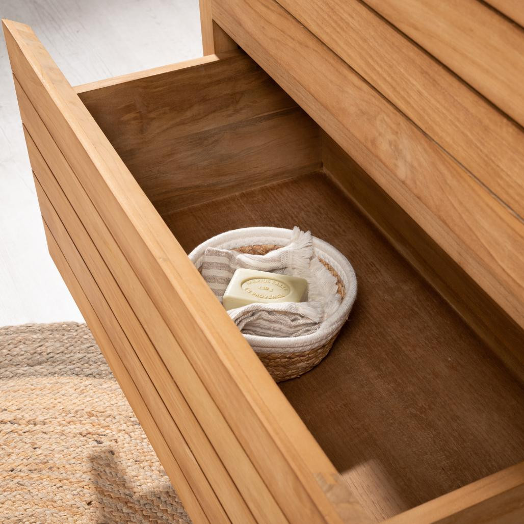 Meuble salle de bain en teck et béton Toni 80 cm Meuble salle de bain en teck et béton Toni 80 cm