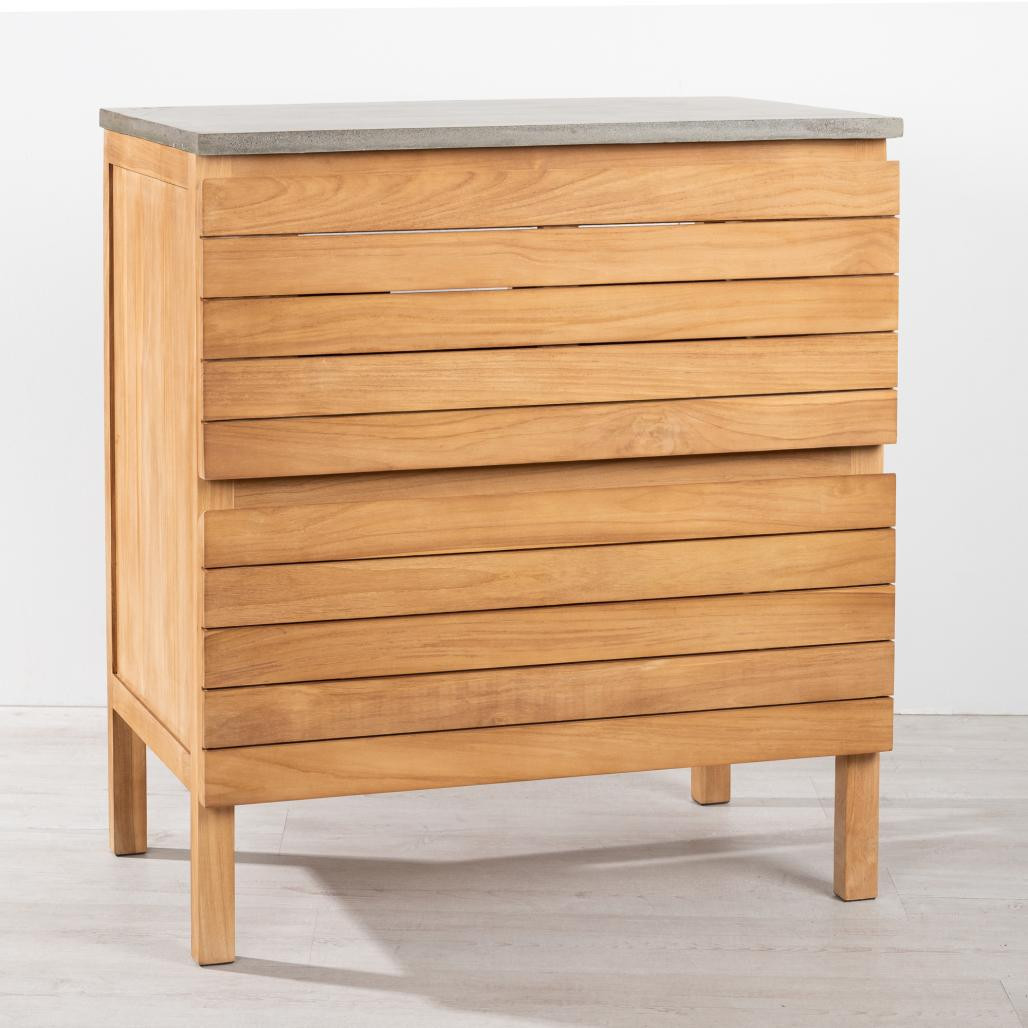 Meuble salle de bain en teck et béton Toni 80 cm Meuble salle de bain en teck et béton Toni 80 cm