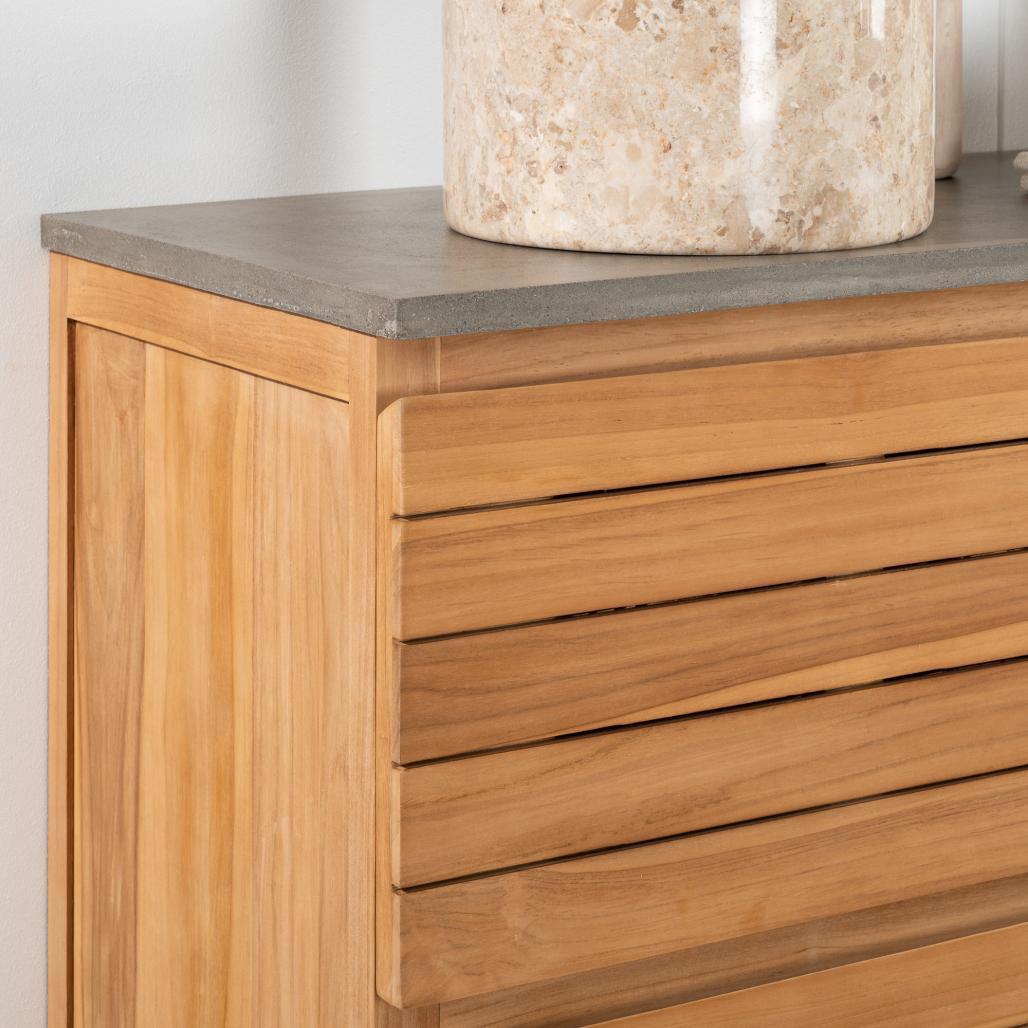 Meuble salle de bain en teck massif et béton Toni 120 cm