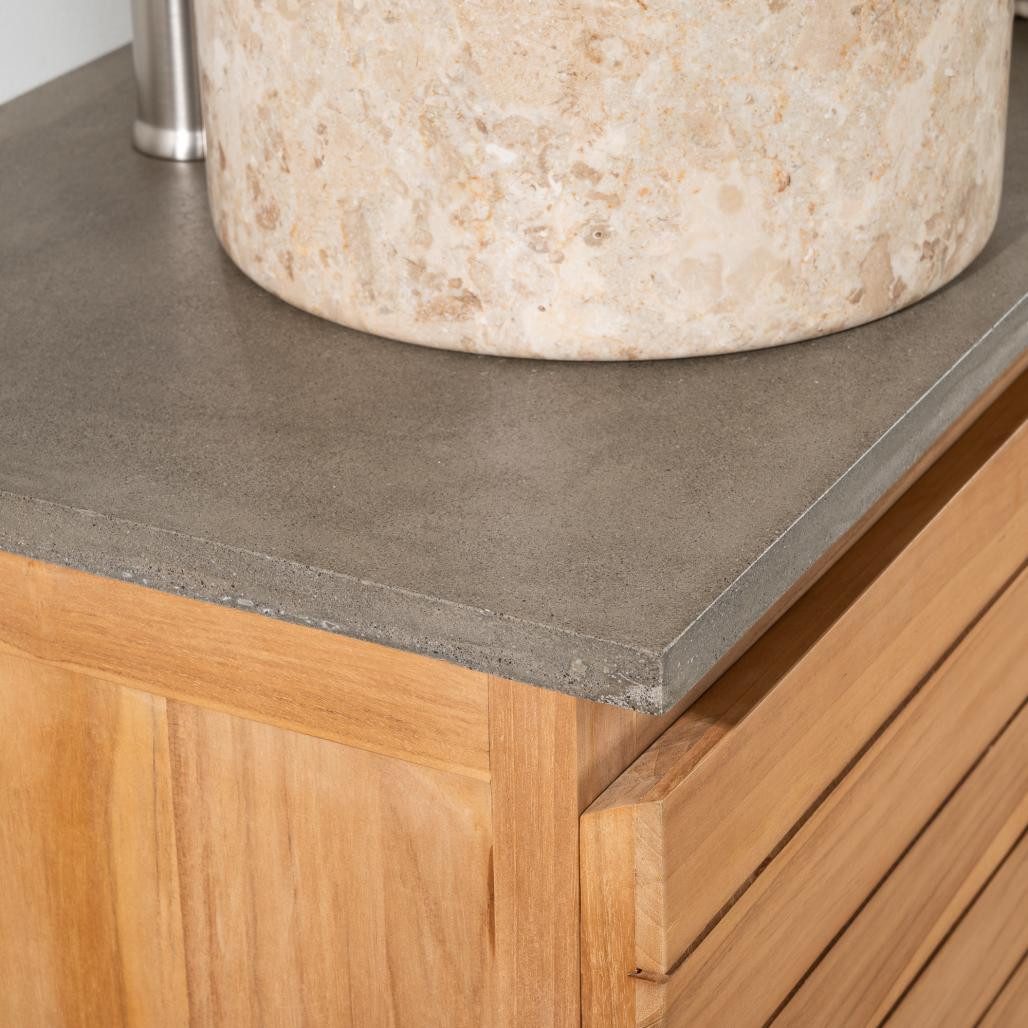 Meuble salle de bain en teck massif et béton Toni 120 cm