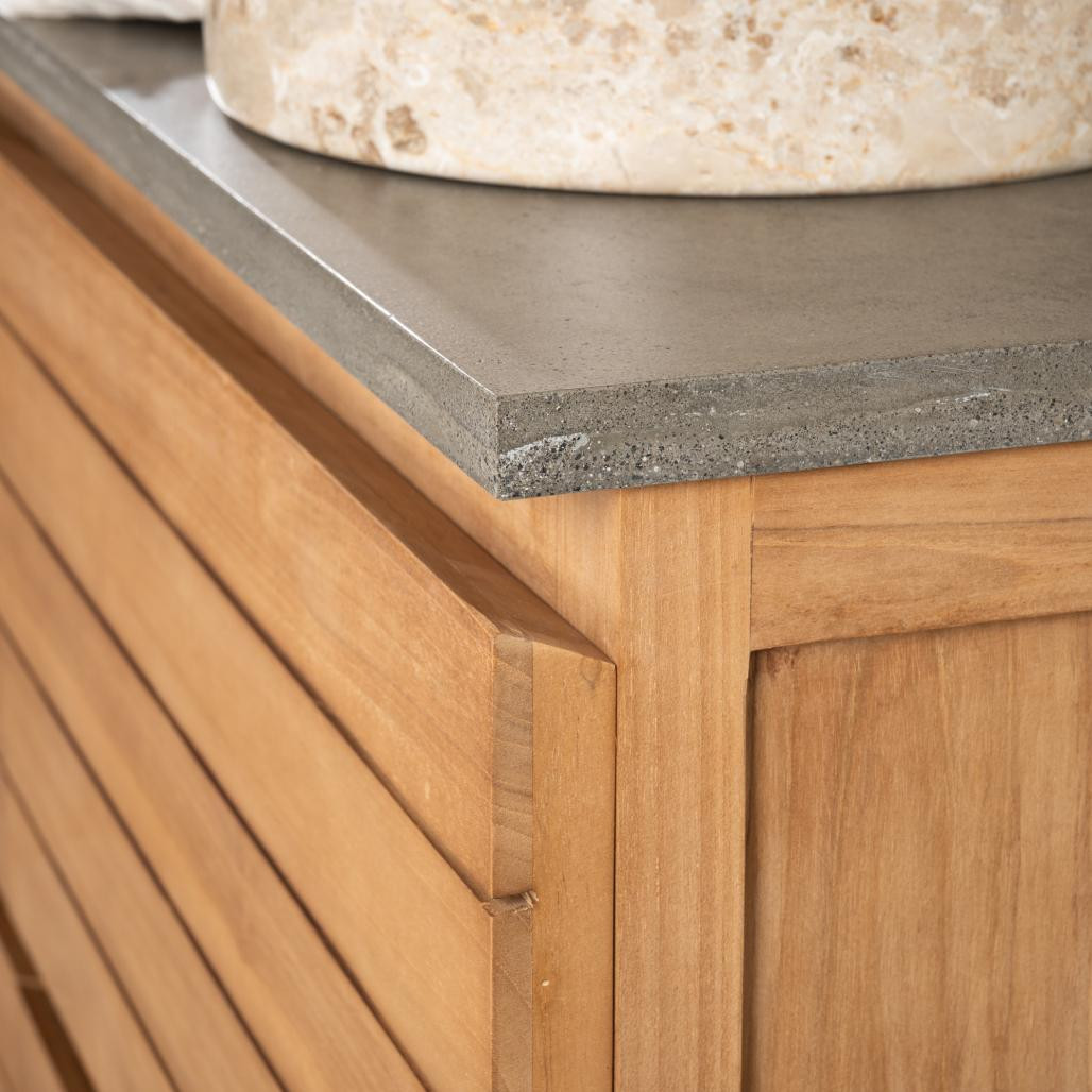 Meuble salle de bain en teck massif et béton Toni 120 cm