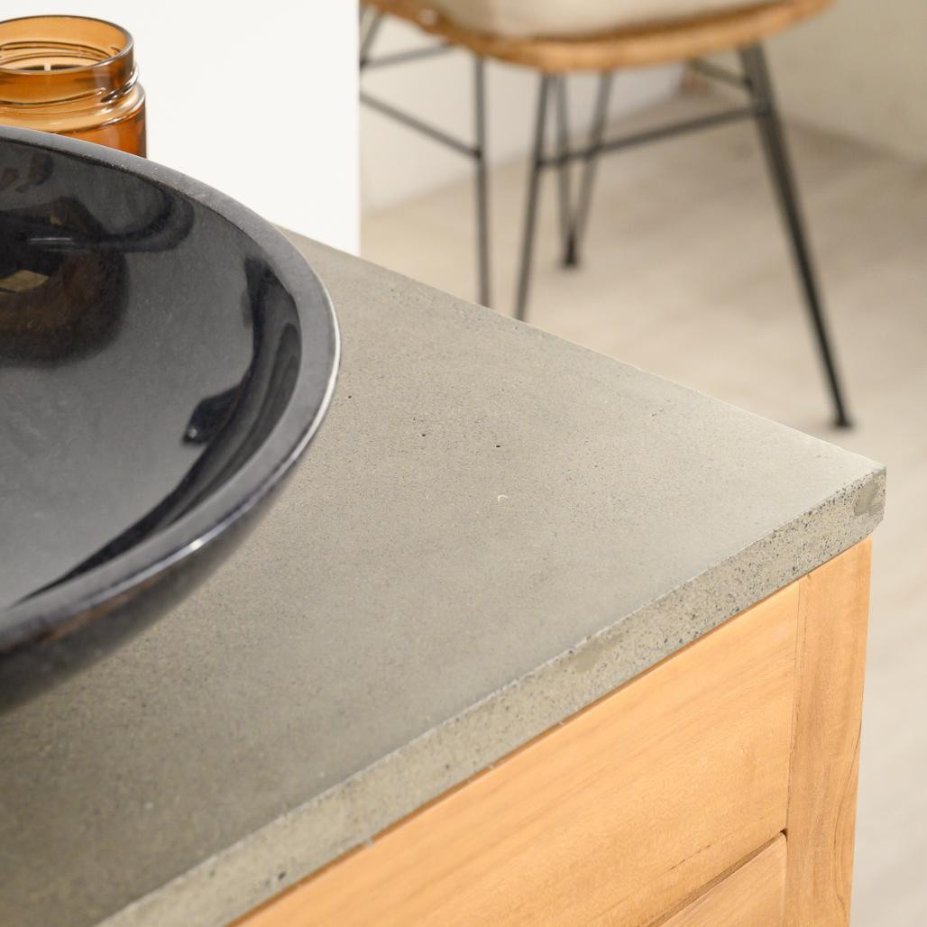 Meuble salle de bain en teck et béton Sira 60 cm Meuble salle de bain en teck et béton Sira 60 cm