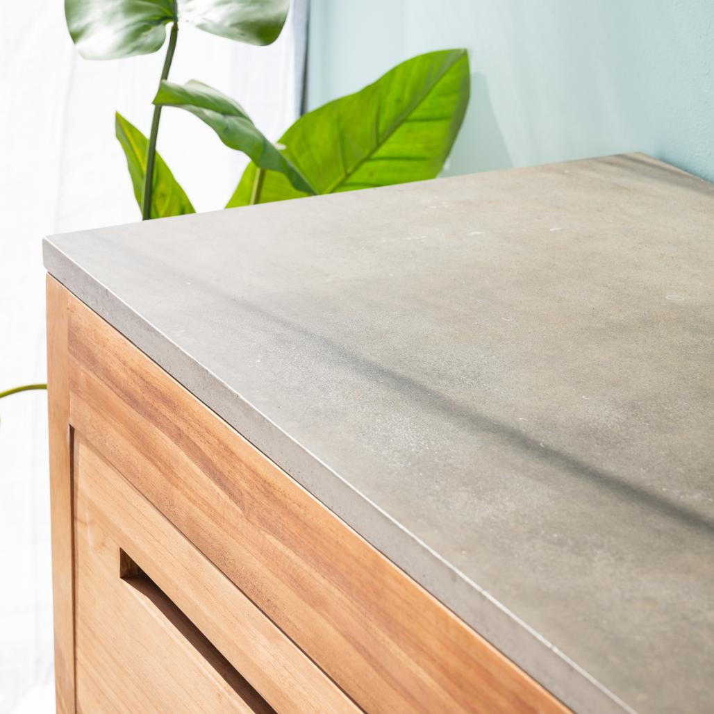 Meuble salle de bain en teck et béton Sira 140 cm Meuble salle de bain en teck et béton Sira 140 cm