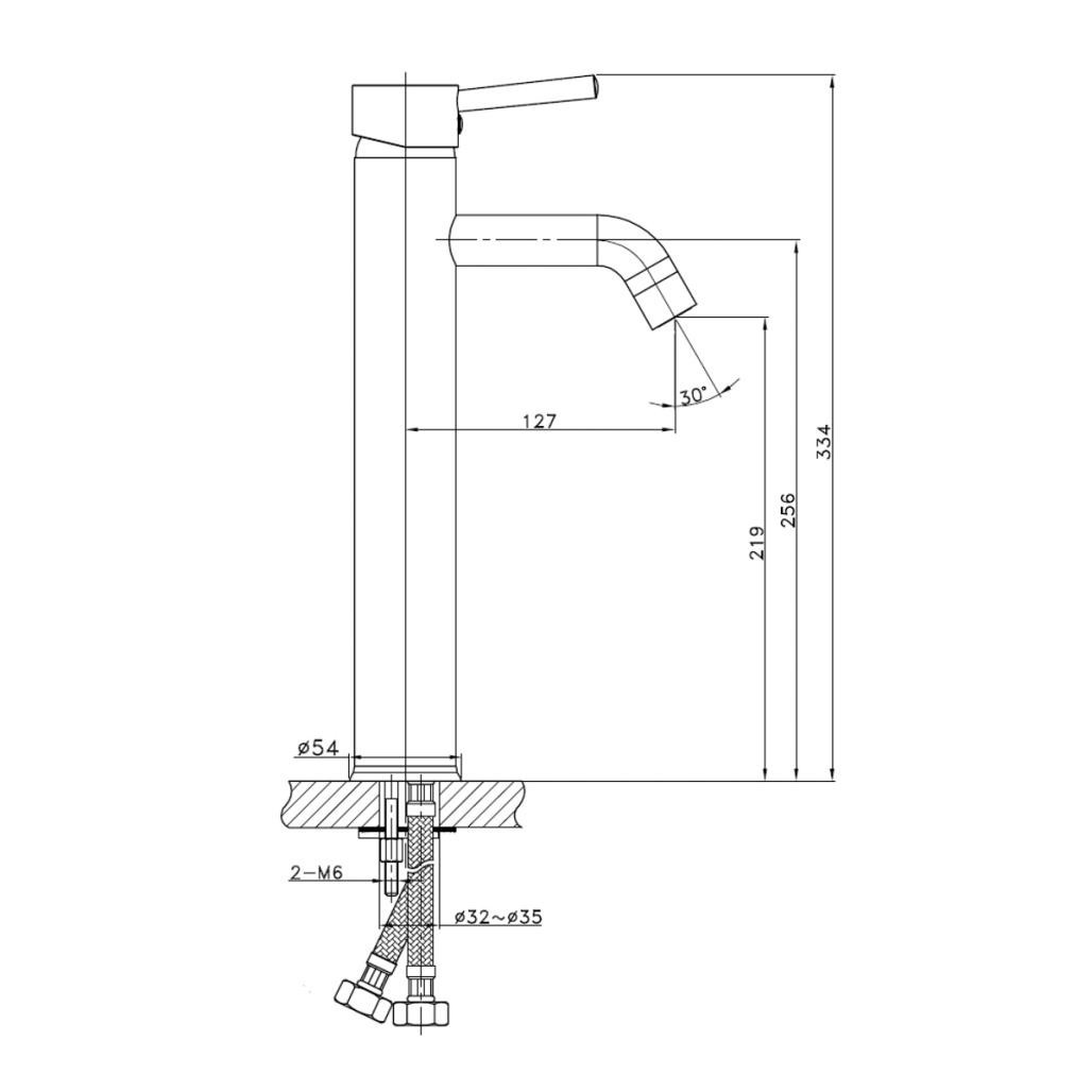 Mitigeur salle de bain pour vasque Narva nickel brossé